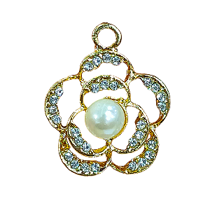 Pingente de Flor com Strass