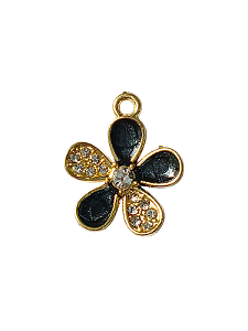 Pingente de Metal Flor de Strass