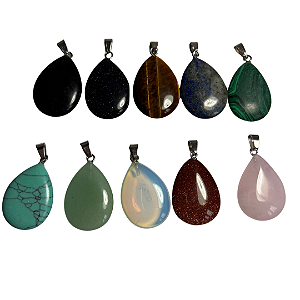 Pingente de Pedra Natural em Formato de Gota – Várias Cores