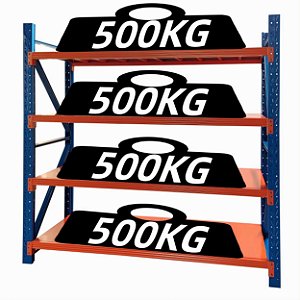 Estante Prateleira em Aço Reforçado 200X60X200cm - Capacidade 2000kg (500kg por nível)