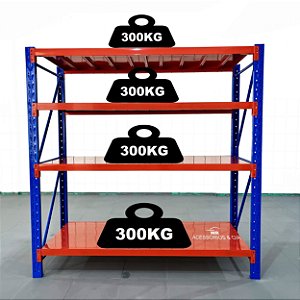 Estante Prateleira Em Aço 200x80x200cm, Capac. Total 1200kg
