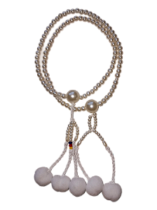 Juzu (rosário Budista) Feminino - pérola ABS com pompom branco