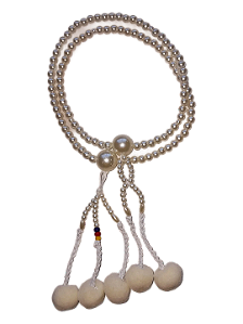 Juzu (rosário Budista) Feminino - pérola ABS com pompom marfim