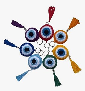7 Chaveiros Olho Grego Em Crochê 1 De Cada Cor Dos Chakras Cor 7 Chakras