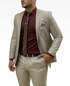 Terno Quadriculado Bege Elemento