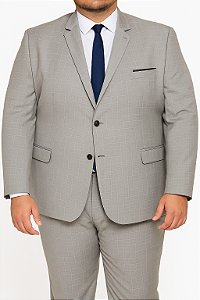 Terno Quadriculado Cinza Claro Plus Size