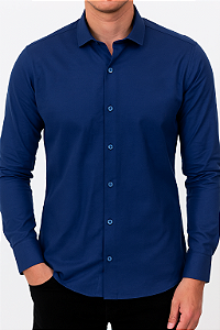 Camisa Vidutt azul marinho slim fit