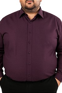 Camisa Social Plus Size Roxa Trabalhada