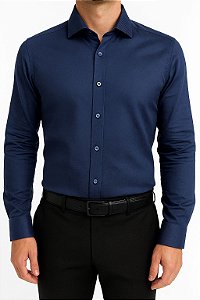 Camisa Social Azul Marinho Elliott