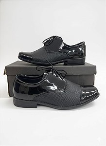 Sapato Infantil Preto Verniz com Cadarço