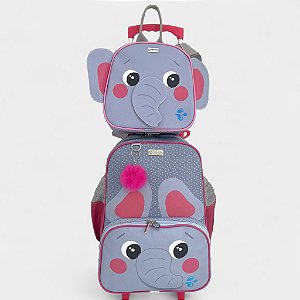 Kit Escolar Elefanta com Mochila e Lancheira