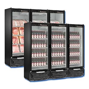 Cervejeira Refrigerador Expositor para Cerveja e Carne 3 Portas Vidro -6 a +3°C GCBC 1450 Preto