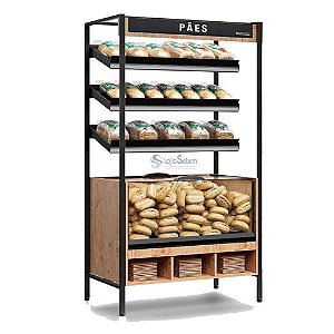 Expositor Prateleira Vitrine Gongola Industrial Pães Padaria Supermercado Auto Atendimento MPPA 100