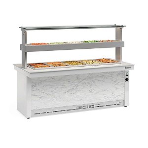 Balcão Buffet para Restaurante Duplo Quente/Frio Saladas até 15 Cubas Gelopar GBTR200