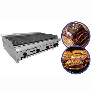 Char Broiler a Gás Industrial Inox Parrilha com Grelha de Ferro 1,20M para Hamburgueria e Restaurante Venâncio