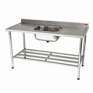 Pia Mesa Total Inox Industrial 2 Metros com 1 Cuba Restaurante Cozinha IMECA