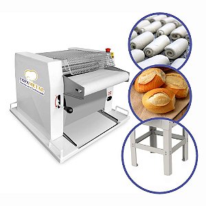 Máquina de Moldar Enrolar Modeladora Industrial de Pão Francês Baquete 40cm com Cavalete Copametal