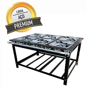 Fogão 6 Bocas Industrial Profissional Restaurante com Chama Dupla Baixa Pressão 40x40 Sebem