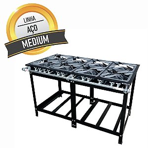 Fogão Industrial 8 Bocas Profissional Ferro Fundido 4 Queimadores Duplos Ferro 30x30 Sebem