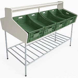 Fruteira Vasca Central Expositor de Frutas Verduras com Espelho 10 caixas Chimafrio