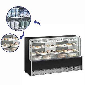 Balcão Vitrine Expositora Refrigerada Fria para Bolos, Tortas, Doces 1,75m Gelopar GPEA175 110V 220V
