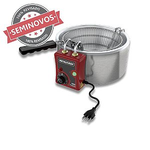 Tacho Fritadeira Elétrica Industrial Redondo com Cesto Profissional para Pastel Porções 5 Litros Usado