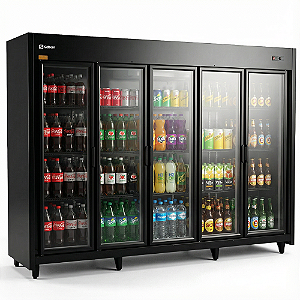 Expositor Geladeira Vertical 5 Portas Autoatendimento Bebidas 1720L Preta Sebem