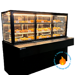 Balcão Vitrine Estufa Aquecida Expositor Auto Atendimento Self Service 2M Sebem