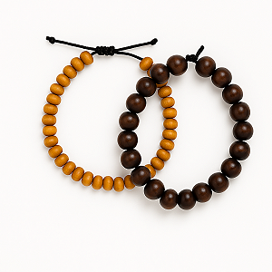Kit 2 Pulseira de Madeira 8mm – Estilo Natural com Elegância
