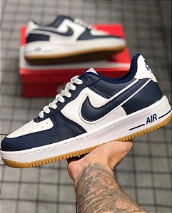 Tênis Nike Air force Premium Branco Azul Marinho