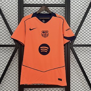 CAMISA DE TIME TAILANDESA BARCELONA LARANJA 2025 MASCULINA