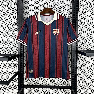 CAMISA BARCELONA LISTRADA RETRO 2025 MASCULINA TAILANDESA