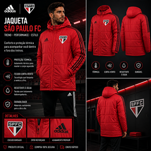 JAQUETA BOBOJACO SÃO PAULO VERMELHA IMPERMEAVEL FORRADA MASCULINA