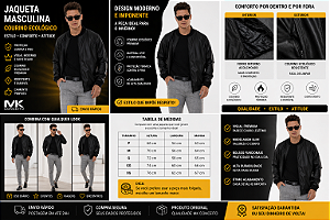 Jaqueta Masculina Couro Ecológico Premium Slim Inverno Casual