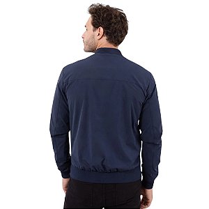 Jaqueta Azul Marinho Masculina Couro Ecológico Premium Slim Inverno Casual