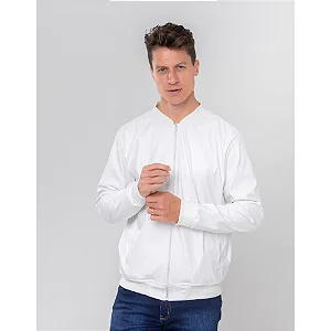Jaqueta Branca Masculina Couro Ecológico Premium Slim Inverno Casual