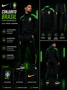AGASALHO DE TREINO PRETO VERDE BRASIL MASCULINO