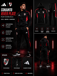 AGASALHO DE TREINO RIVER PLATE PRETO MASCULINO