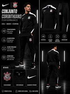 AGASALHO DE TREINO CORINTHIANS PRETO MASCULINO