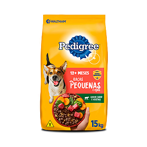 Ração Pedigree Carne e Vegetais para Cães Adultos Raças Pequenas e Mini 15kg