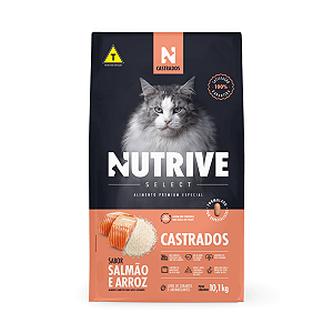 Ração Nutrive Select Gatos Castrados Salmão e Arroz 10,1kg