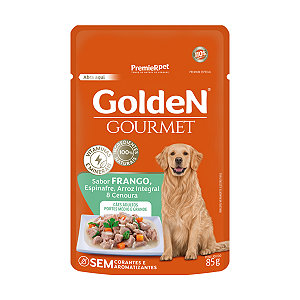 Ração Úmida Golden Sachê Gourmet Frango Cães Adultos Porte Médio e Grande 85g