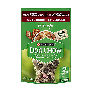 Ração Úmida Nestlé Purina Dog Chow Sachê Cordeiro Cães Adultos Todos os Tamanhos 100g