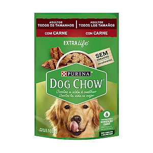 Ração Úmida Nestlé Purina Dog Chow Sachê Carne Cães Adultos Todos os Tamanhos 100g