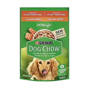 Ração Úmida Nestlé Purina Dog Chow Sachê Salmão Cães Adultos Raças Minis e Pequenas 100g