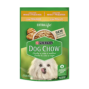 Ração Úmida Nestlé Purina Dog Chow Sachê Frango Cães Adultos Raças Minis e Pequenas 100g