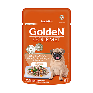 Ração Úmida Golden Sachê Gourmet Frango Cães Adultos Porte Pequeno 85g