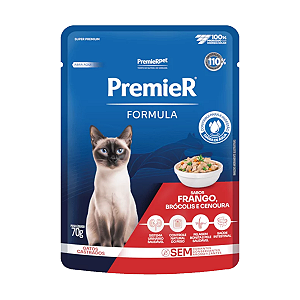 Ração Úmida Premier Sachê Frango Gatos Castrados 70g