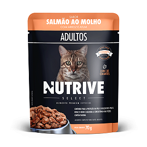 Ração Úmida Nutrive Select Sabor Salmão, Arroz e Atum ao Molho Gatos 70g