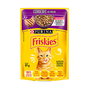 Ração Úmida Nestlé Purina Friskies Sachê Cordeiro ao Molho Gatos Adultos 85g